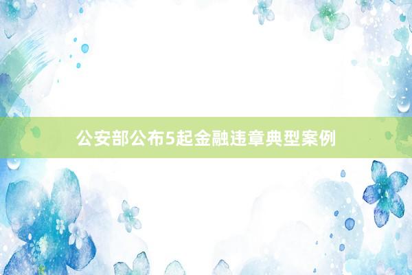 公安部公布5起金融违章典型案例